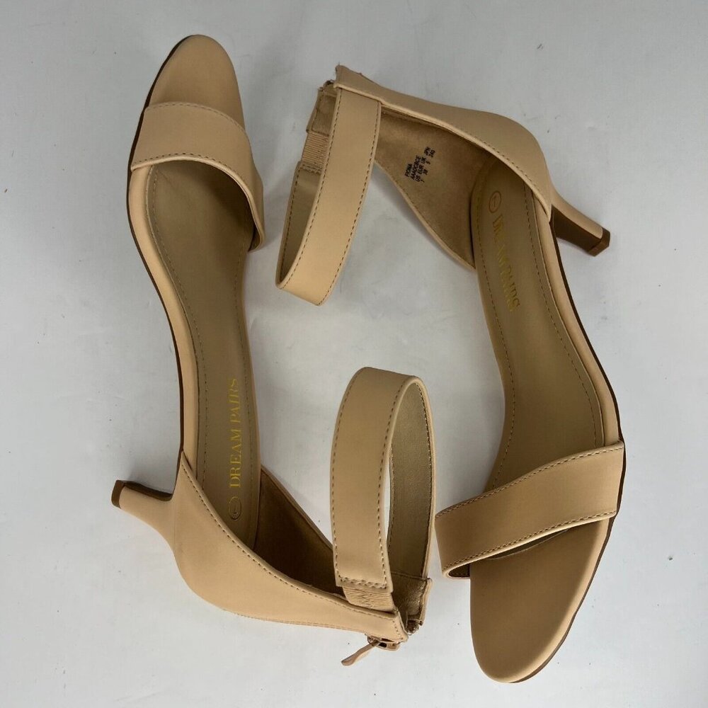 Dream Pairs Womens Fiona Tan Fashion Stilettos Open Toe Strap Size 7 Pump Heels - Picture 7 of 11